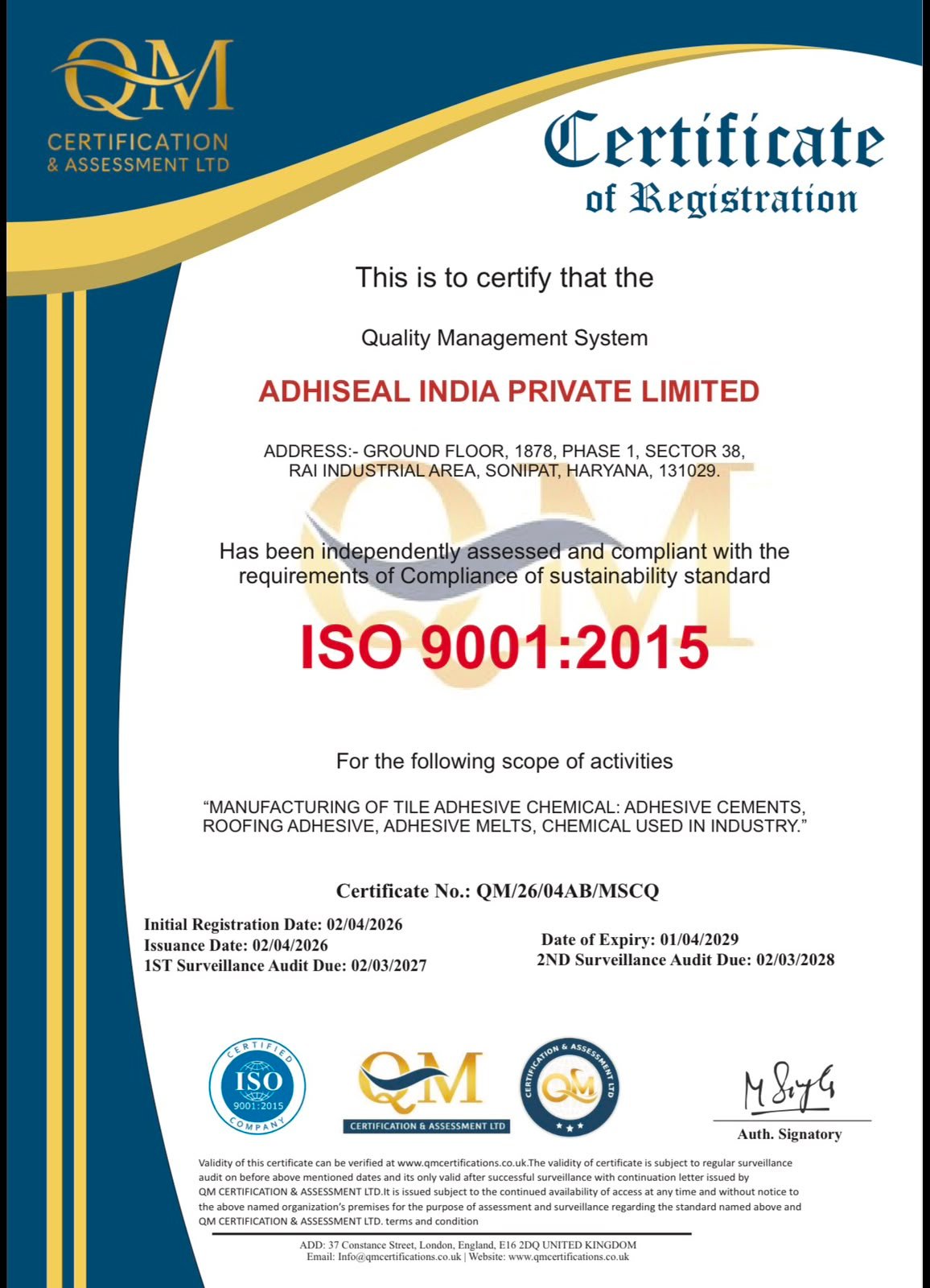 ISO Certificate